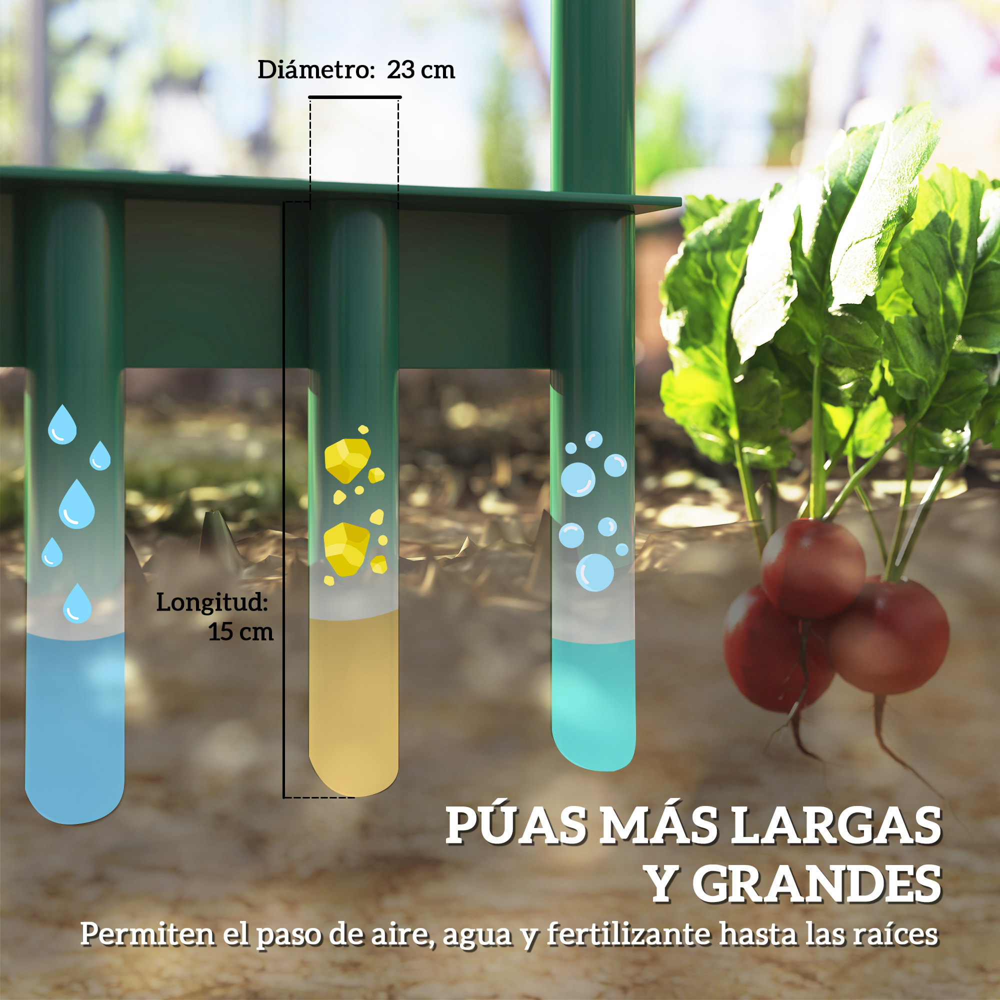 Aireador de Césped Manual, Aireador de 5 Púas Huecas con Mango Antideslizante, Herramienta de Perforación de Césped para Cuidado de Jardines y Patios, Verde Oscuro