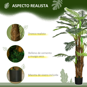 Planta Artificial Decorativa 160 cm Palmera Artificial con Maceta y Hojas para Interior Hogar Salón Oficina Verde