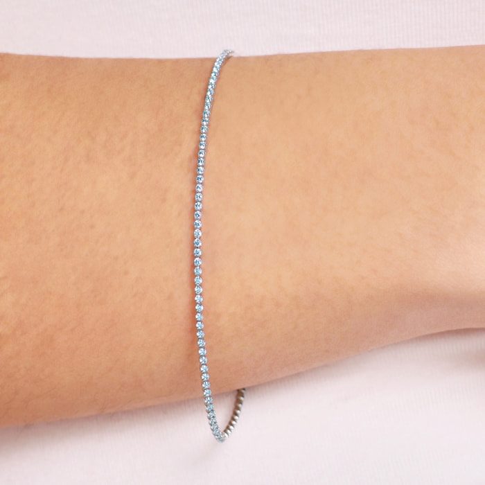 Bracciale Tennis con Cubic Zirconia Blu 1.2mm