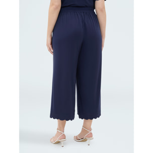 Fiorella Rubino - Pantalones cropped con dobladillo bordado - Azul