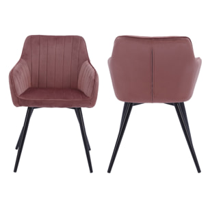 Lot de 2 chaises en velours BERTILLE roses