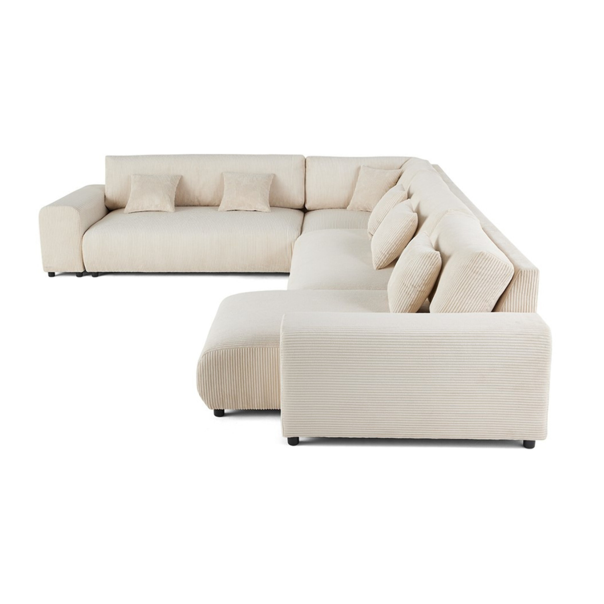 Garance - canapé modulable d'angle gauche - 8 places - en velours côtelé - Beige