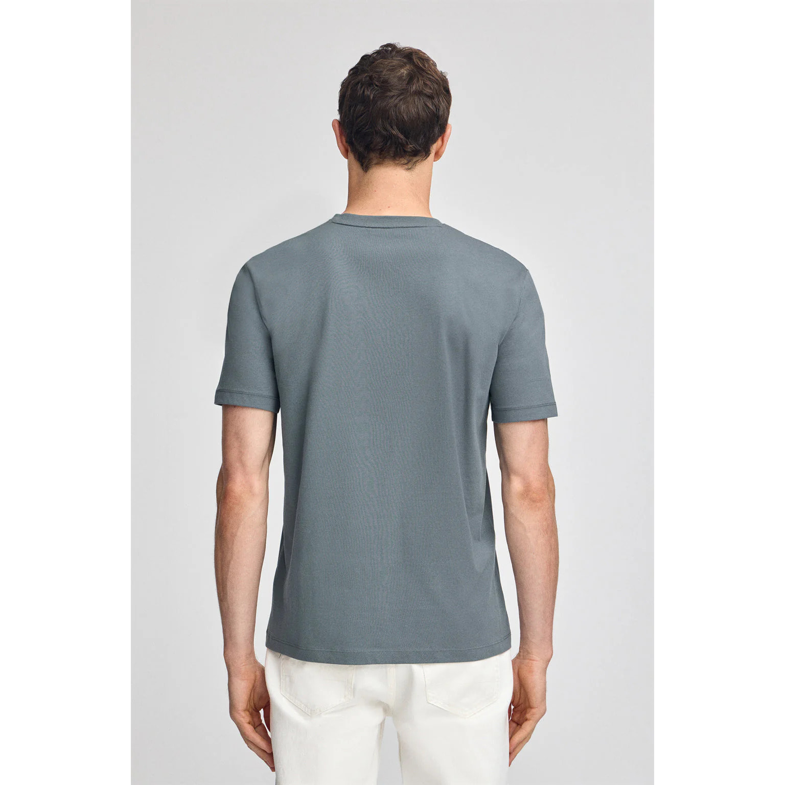 Camiseta gris piedra de manga corta y cuello de pico con bordado Rigby Best