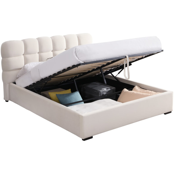 Lit coffre avec tête de lit en velours - LOLA