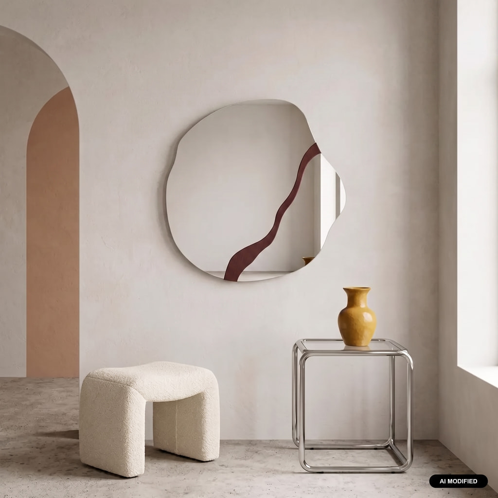 Miroir organique motif bois 74,5cm VANO