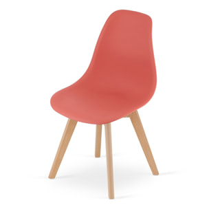 Set di 3 Sedie Kito in Corallo con Gambe in Legno di Faggio