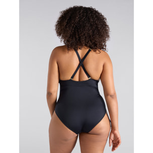 Fiorella Rubino - Bañador de una pieza con control de barriga y lunares. - Negro