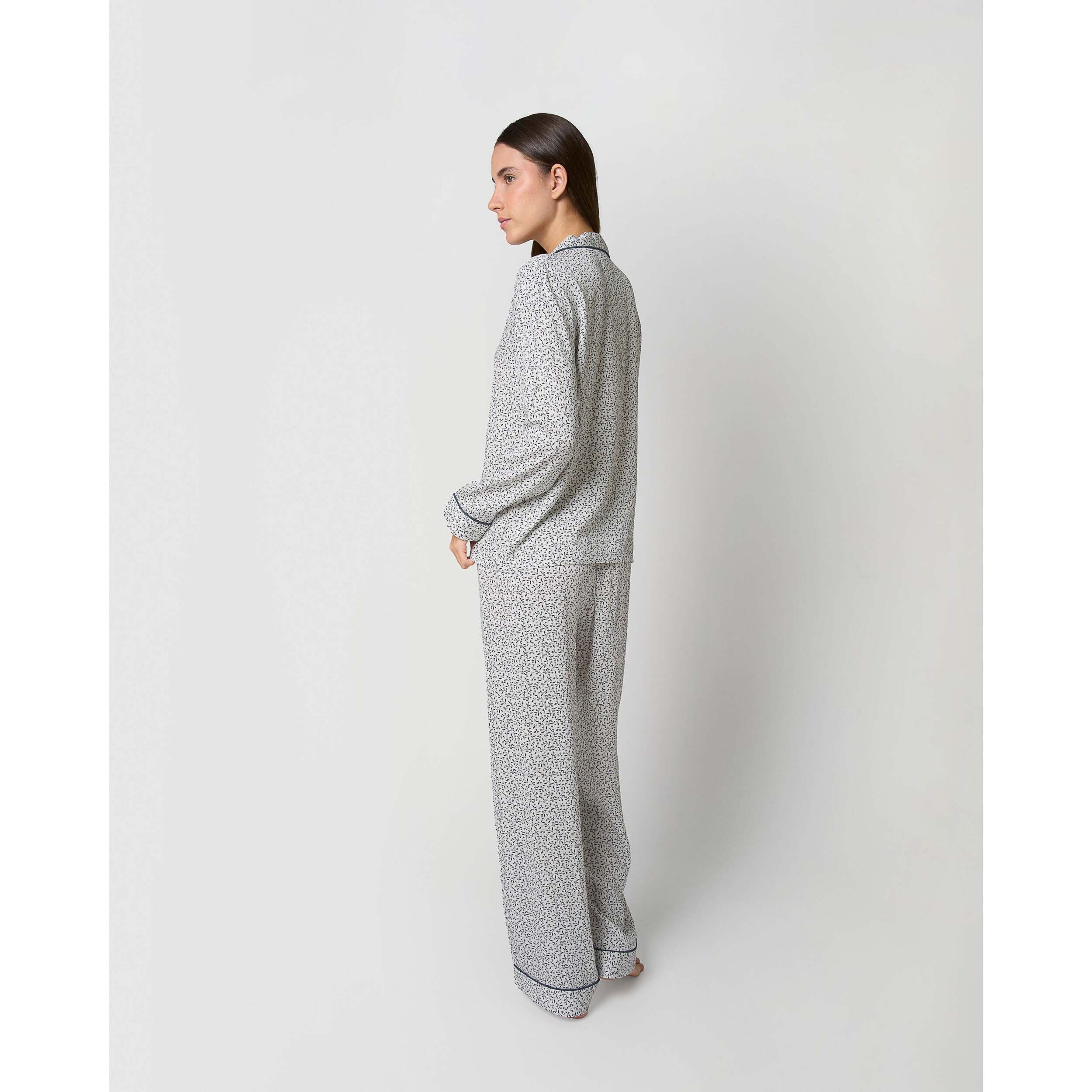Pijama largo camisero viscosa canale azul verdoso