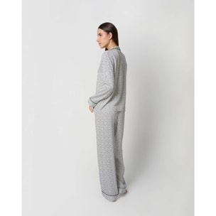 Pijama largo camisero viscosa canale azul verdoso