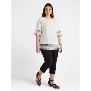 Fiorella Rubino - Camiseta con bordes de crochet - Blanco