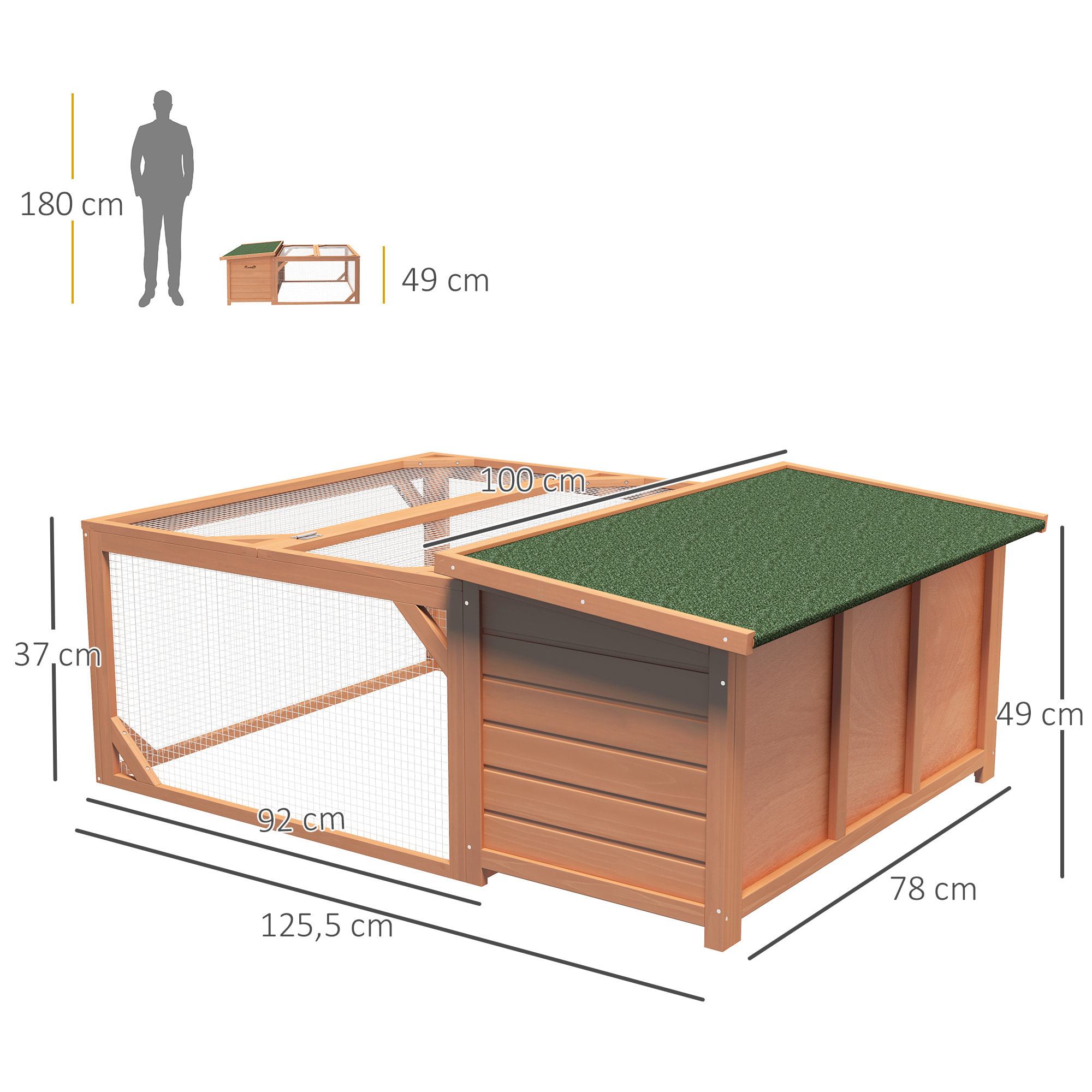 Clapier extérieur double espace niche couverte et enclos bois