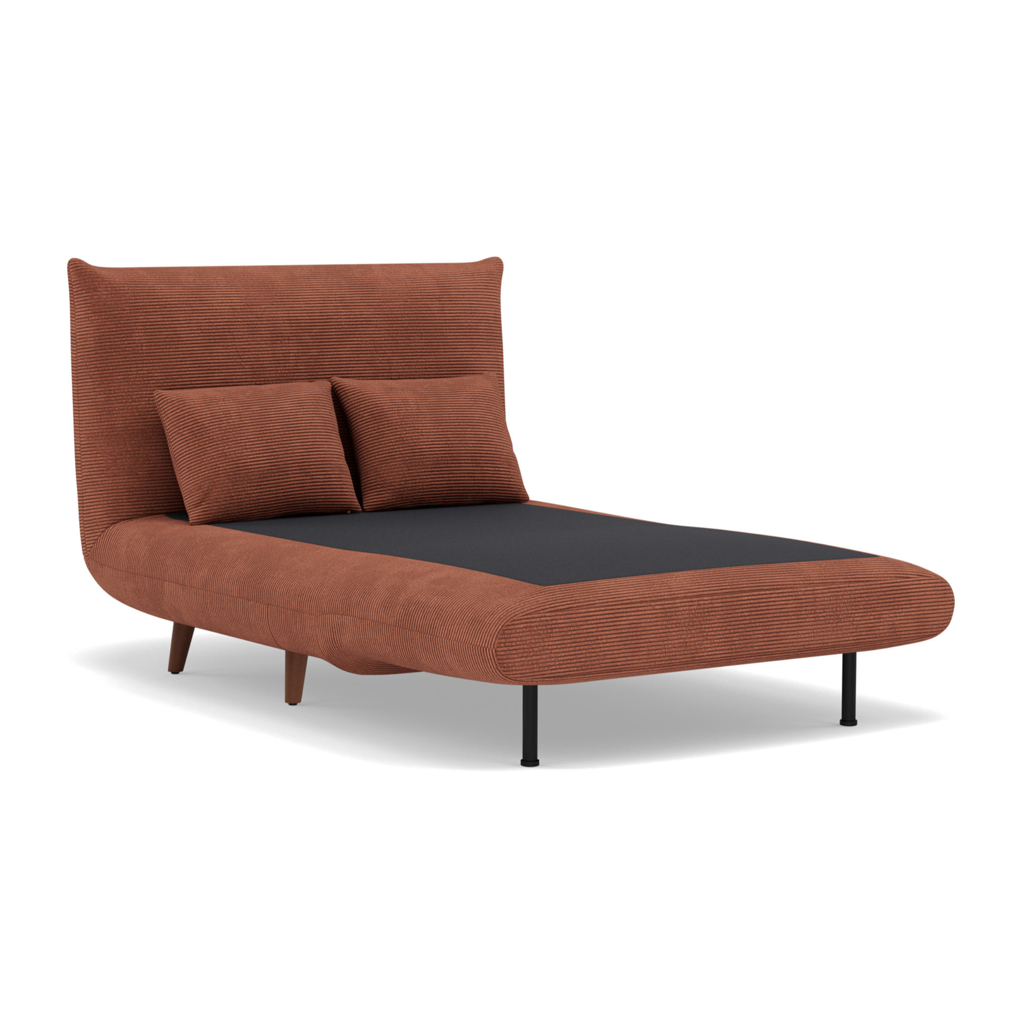 Lumi - Banquette convertible clic-clac 1 place en velours côtelé - Terracotta