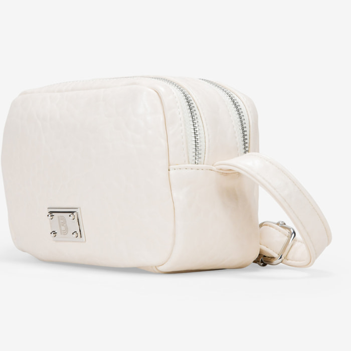 Bolso bandolera blanco con doble cremallera