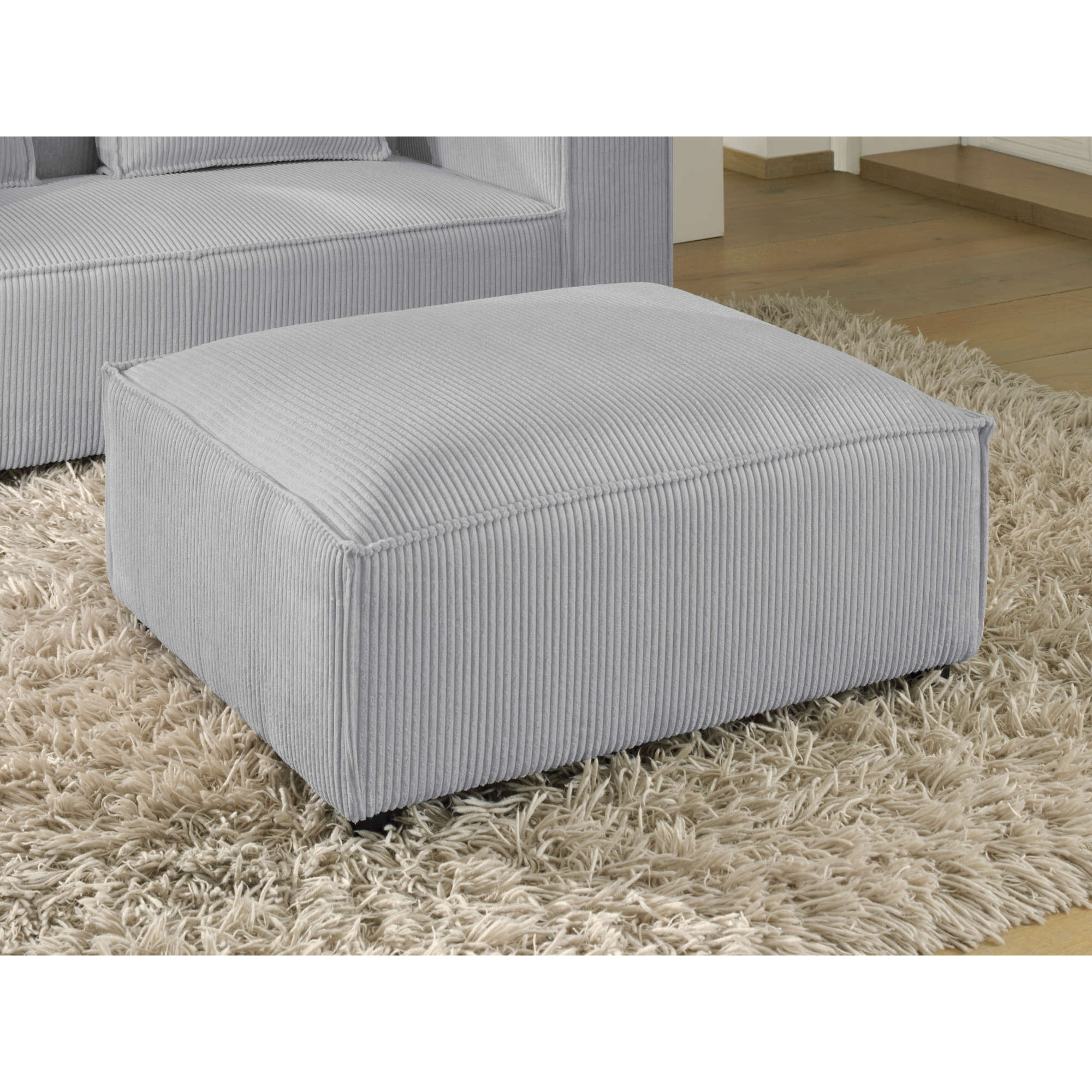 Stella - pouf en velours côtelé - style contemporain - Gris clair