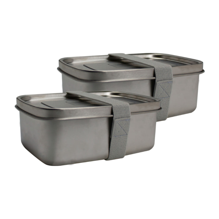 Lot de 2 Lunch box en inox, GLAMPING