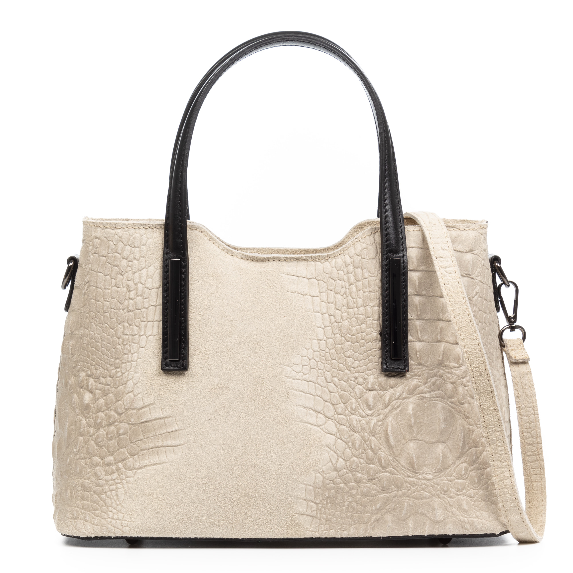Fiesole borsa tote donna. Pelle autentica Suede stampato coccodrillo.