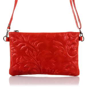 Deanna Borsa a mano Donna.Pelle autentica Camoscio Incisa Fiori