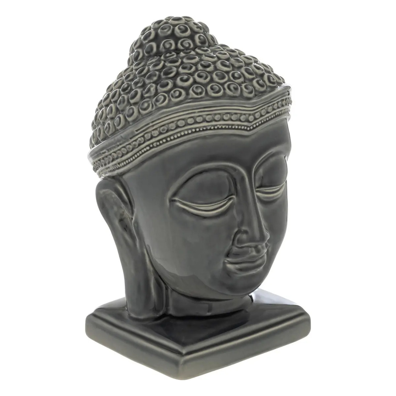 Statuette bouddha "Yola" céramique gris H22,5cm
