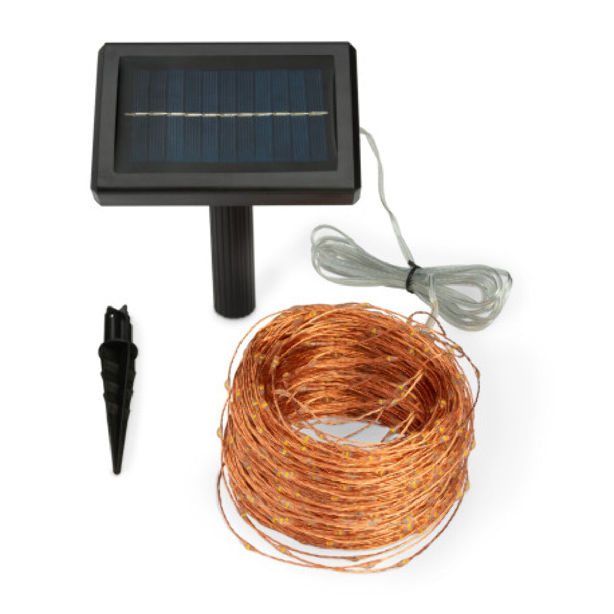 Guirlande solaire jardin micro LED fil cuivré - blanc chaud