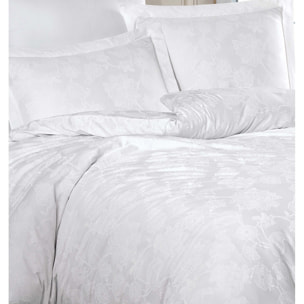 Housse de couette + taie(s) oreiller satin de coton "Sofia blanc"