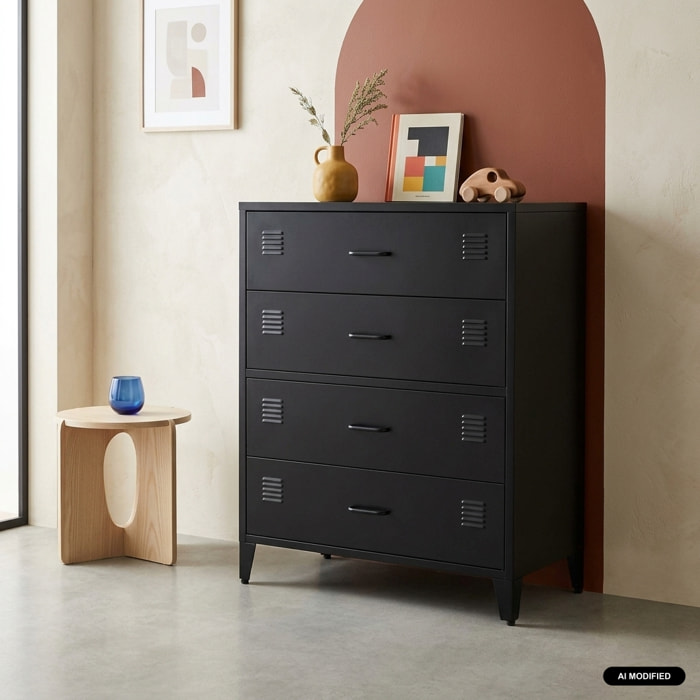 Commode industrielle acier 4 tiroirs SOHO