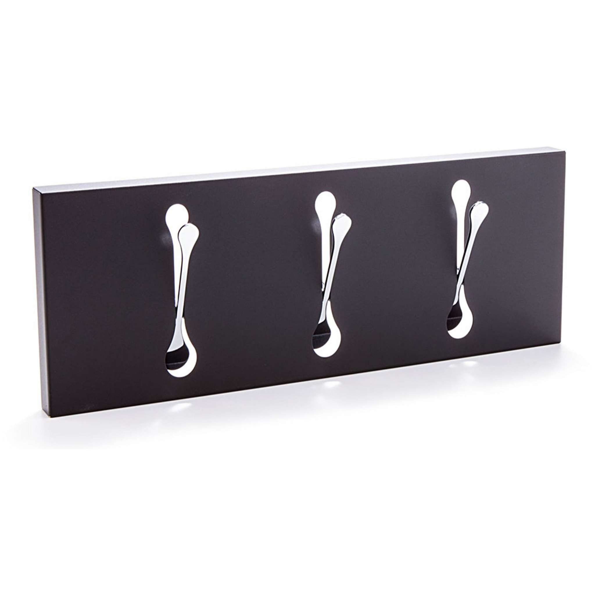 Porte-manteau mural Tomasucci BIN 3 BLACK, métal noir mat, 48 × 3 × 18 cm