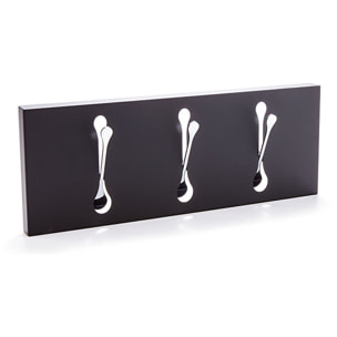 Porte-manteau mural Tomasucci BIN 3 BLACK, métal noir mat, 48 × 3 × 18 cm
