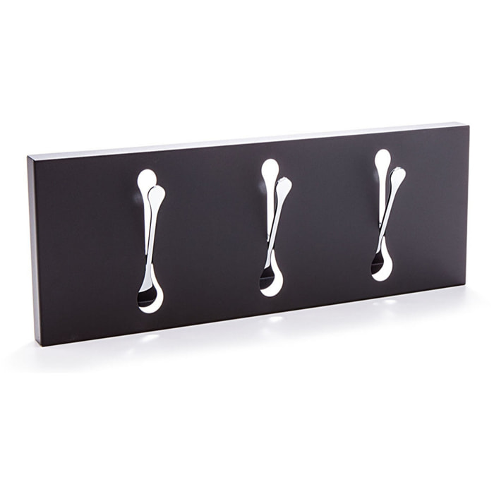 Porte-manteau mural Tomasucci BIN 3 BLACK, métal noir mat, 48 × 3 × 18 cm