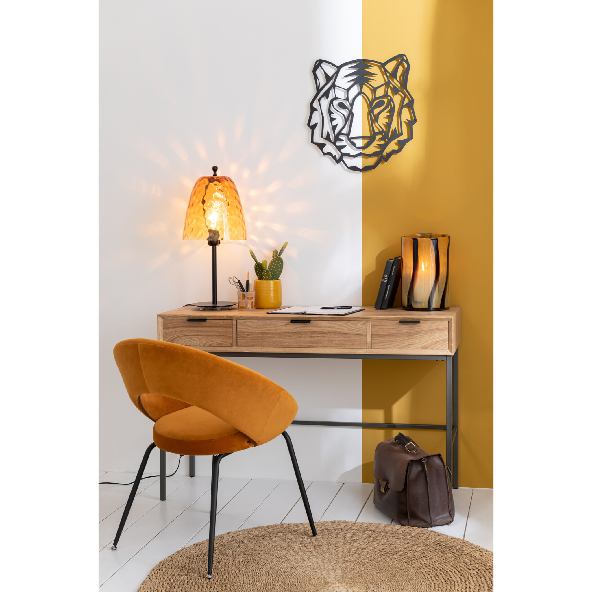 J-Line décoration murale Tigre - métal - noir