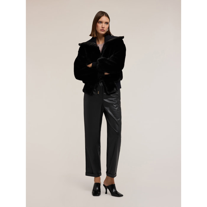 Motivi - Pantalones joggers en tejido recubierto - Negro