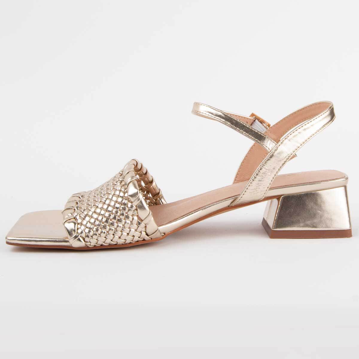 Sandalia De Tacón - Dorado - Altura: 4 Cm