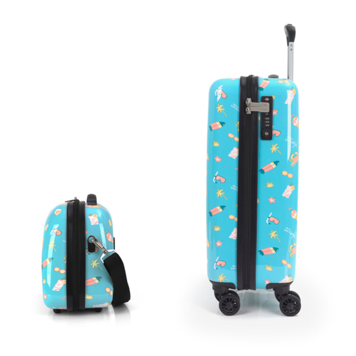 Juego de maletas infantiles ( cabina y neceser ) Happy rígidos con capacidad de 52,2 L