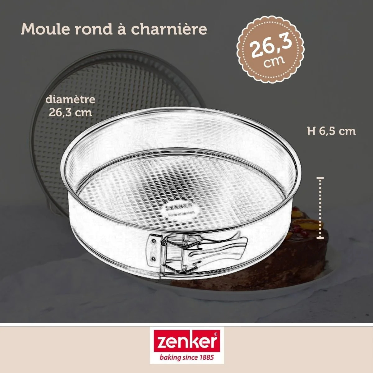 Lot comprenant 1 Moule à manqué charnière, 1 spatule Zenker et 2 bols à mixer en inox Fackelmann