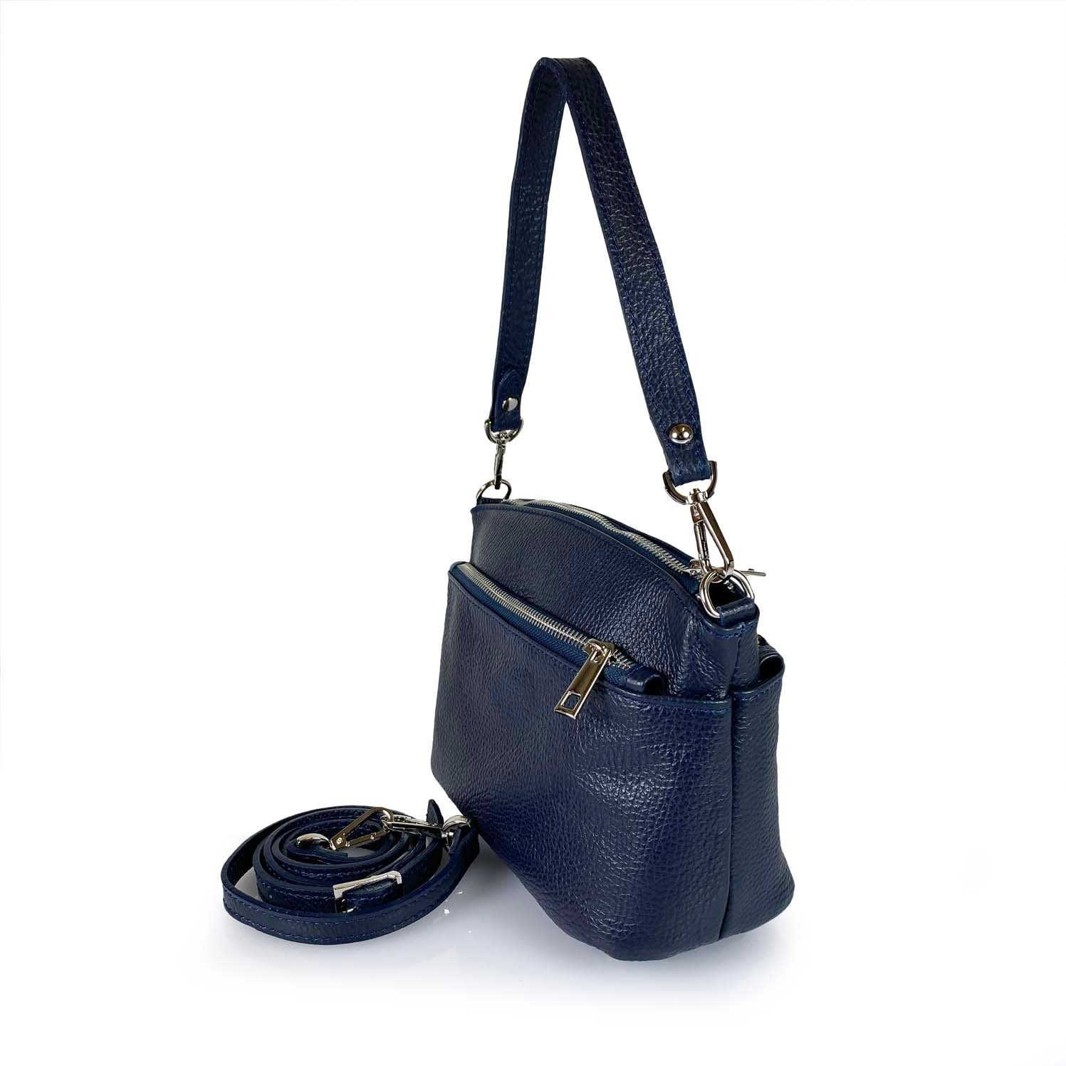 Borse Donna colore Blu-in pelle Made in Italy 24 X 16 X 6cm