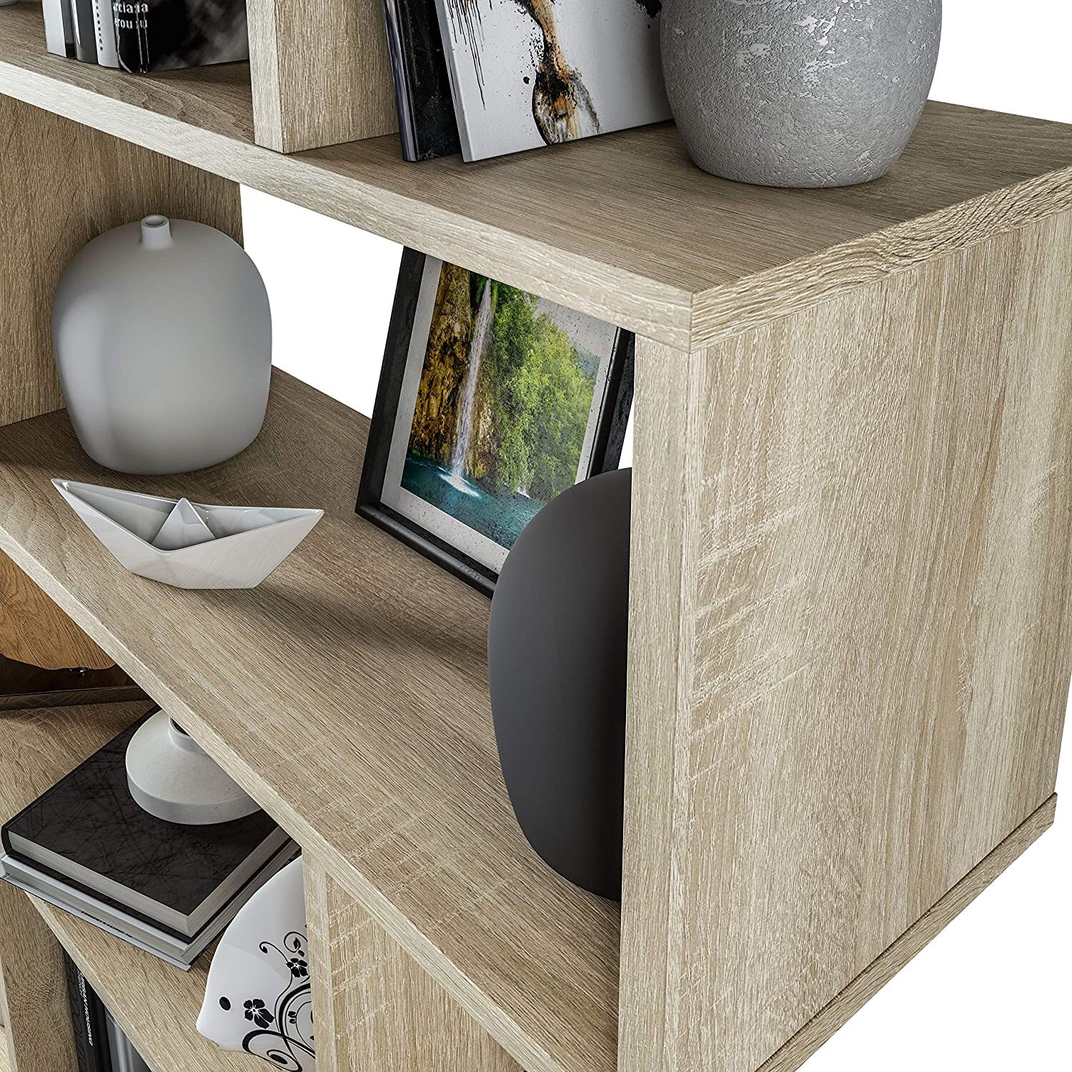 Libreria da Terra Con Mensole Zig Zag Friburgo Plus 192 x 80 x 25 cm Rovere