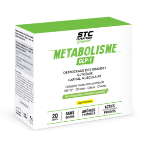 STC NUTRITION - Métabolisme GLP-1® - Complément Alimentaire Minceur - Gestion du Poids, Métabolisme des Graisses & Glycémie - Collagène, Choline, Chrome & Coleus - Arôme Citron - 20 Sachets