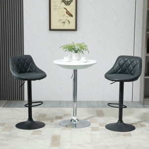 HOMCOM Conjunto de 2 Taburetes de Bar Giratorios con Altura Regulable Sillas Altas Modernas de Comedor con Base Redonda y Reposapiés 46x48x83-104 cm Negro