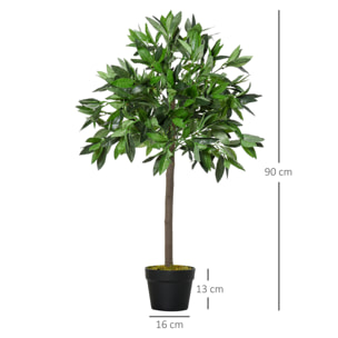 2 Plantas Artificiales de 90 cm de Altura árboles de Laurel Decorativos con Maceta para Hogar Salón Uso en Interiores y Exteriores Verde