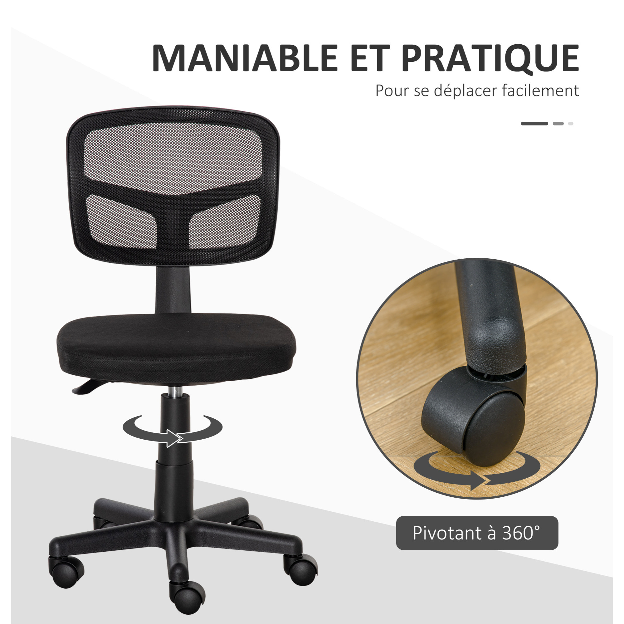 Chaise de bureau ergonomique hauteur réglable dossier enveloppant maille noir