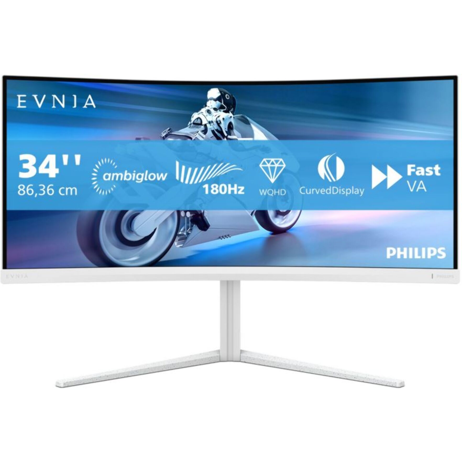 Ecran PC Gamer PHILIPS Evnia 34M2C5501A 34" Incurvé WQHD 180Hz Fast VA HDR 400 HDMI 2.1 Ambiglow