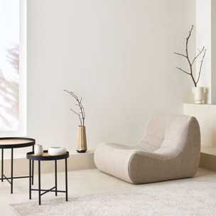 Fauteuil chauffeuse en bouclette texturée beige style contemporain 1 place