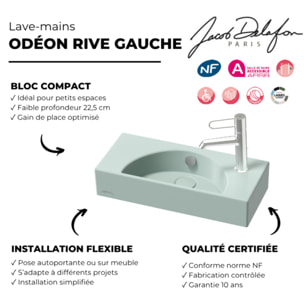 Lave-mains compact 50 cm Odéon Rive Gauche 1 trou de robinetterie à droite Amande satiné