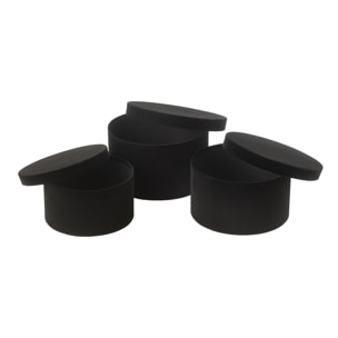 J-Line boîte Rond Plat - velours/papier - noir - 3 pcs