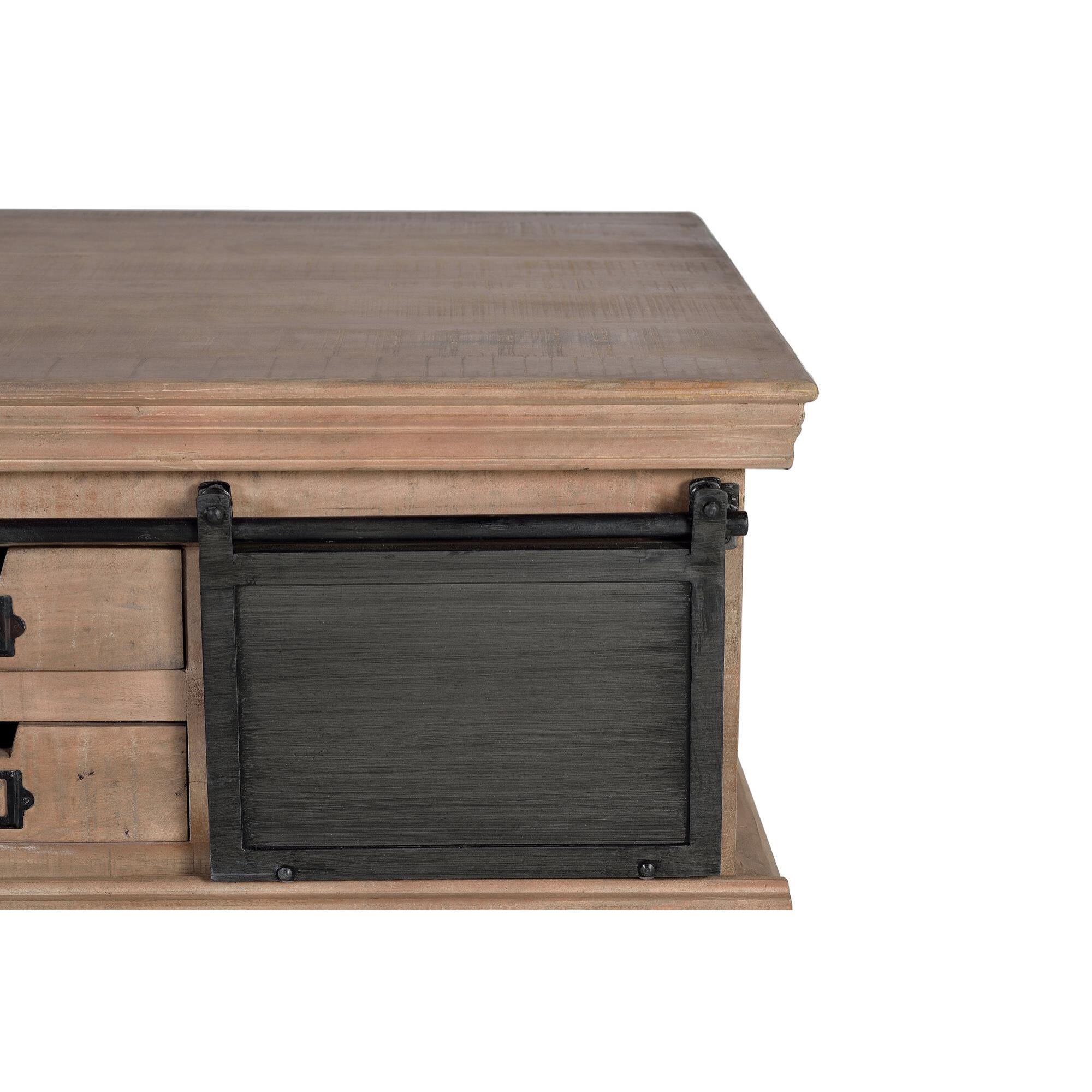 Mesa de centro - madera de mango y metal - 45x90x90cm
