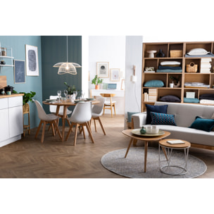 Chaises scandinaves gris et bois clair massif (lot de 4) PAULINE