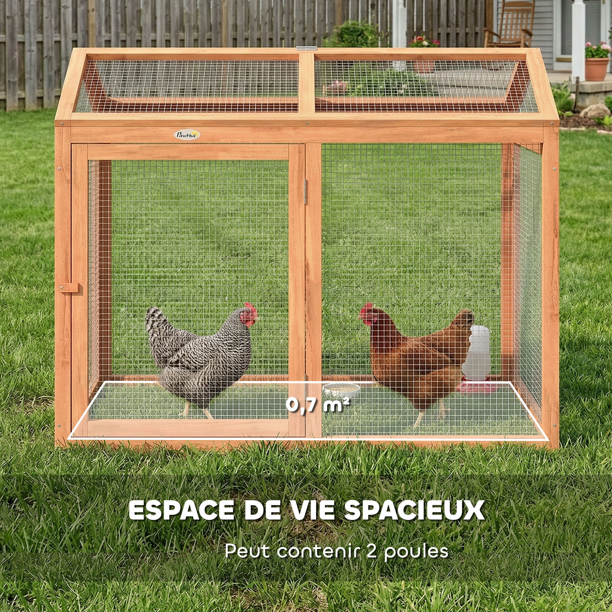 Poulailler modulable enclos extérieur pour 2 poules bois pré-huilé