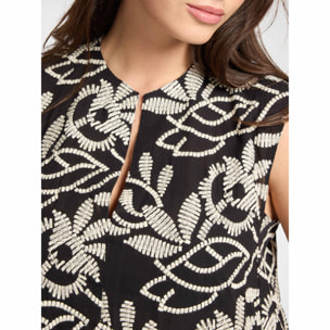 Elena Mirò - Vestido de mezcla de algodón bordado - Negro