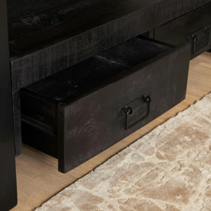 Petit meuble TV bois noir 2 tiroirs MILORA