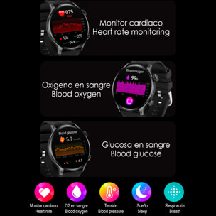 Smartwatch ZW63 con chiamate bluetooth, termometro, glucosio nel sangue e corona multifunzione.