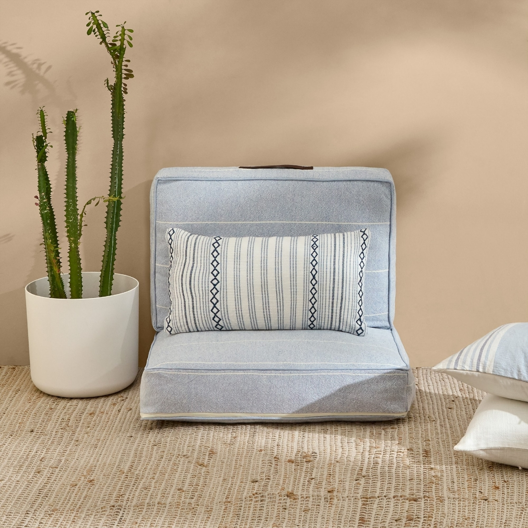 Cojín palet rayas Bolrichicompleto color azul